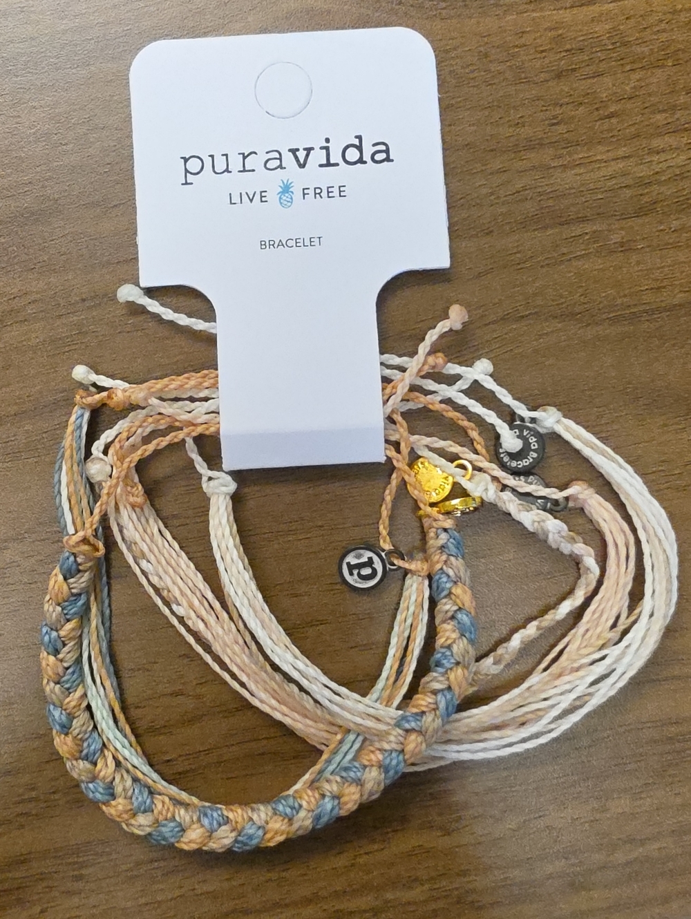 Pura Vida Multistrand Tan, Blue & Cream Bracelet Set